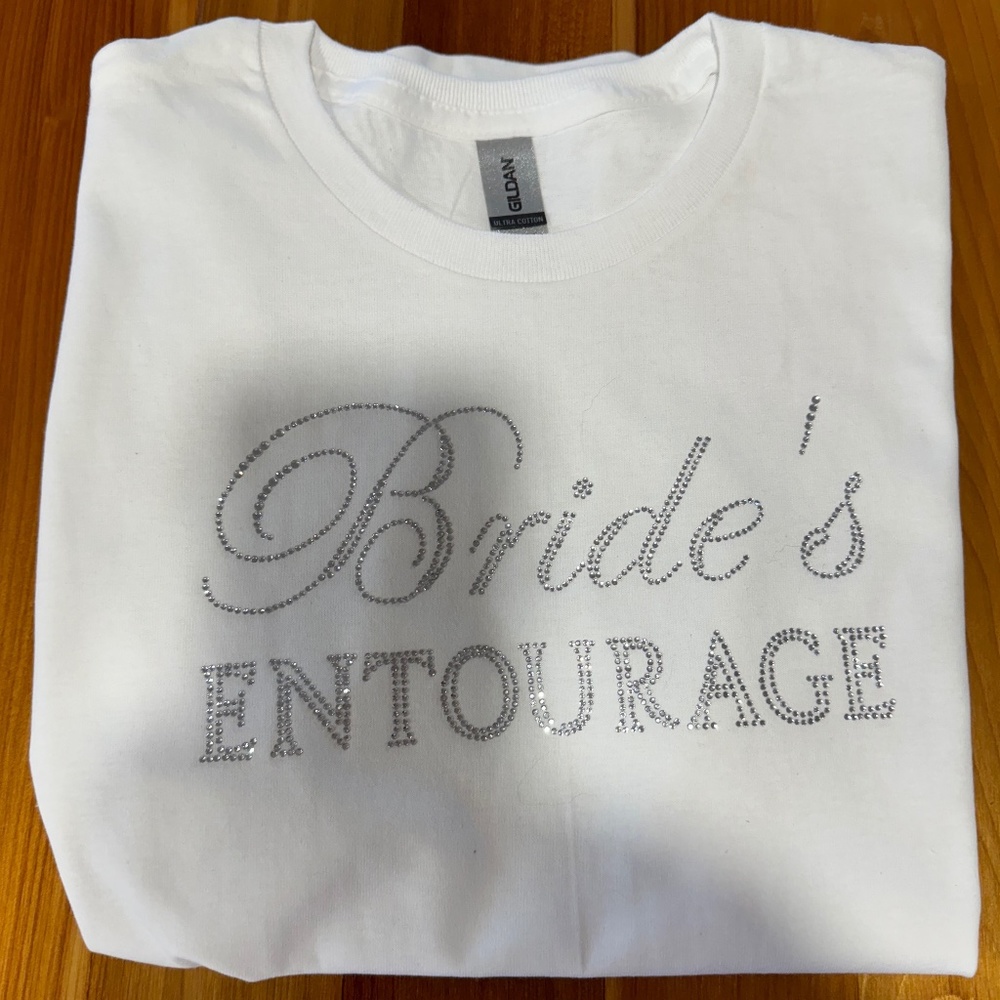 Bride’s Entourage Rhinestone Ladies Tshirt NEW